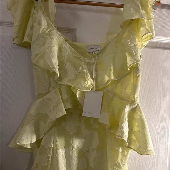 Chic One-Shoulder Yellow Ruffle Dress - Picture 4 of 7